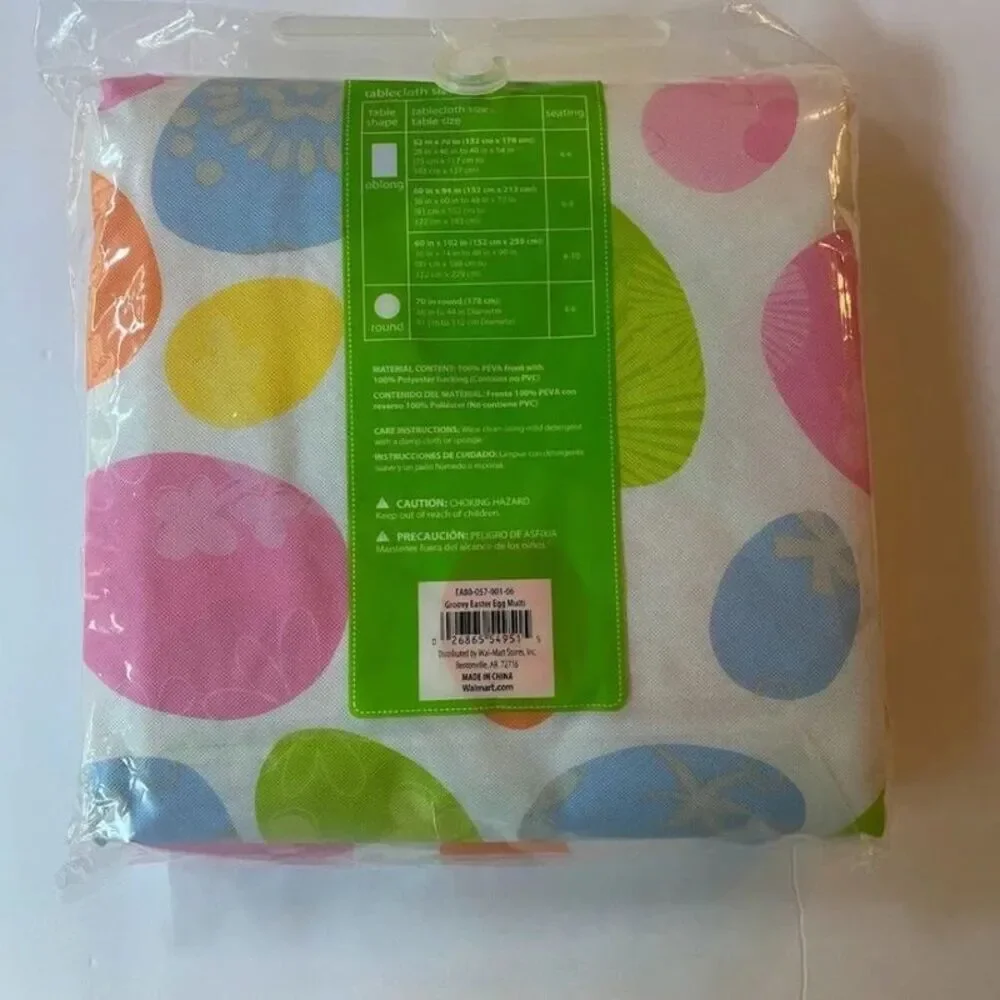 Easter Egg Multi Color PEVA Tablecloth- 60